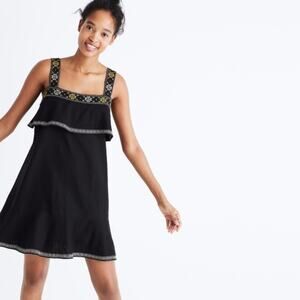 Madewell Black Embroidered Tier Dress